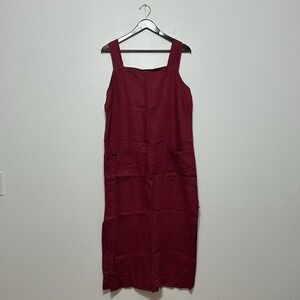 New York & Company Red Sleeveless Linen Shift Dress With Pockets Women's Size 14